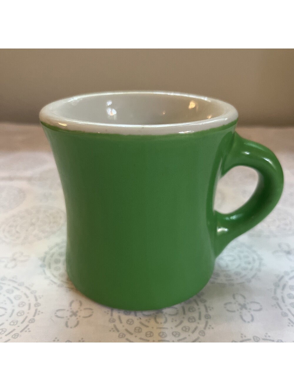 Vintage Shenango China Apple Green Coffee Mug Mid Century Diner Heavy Bottom